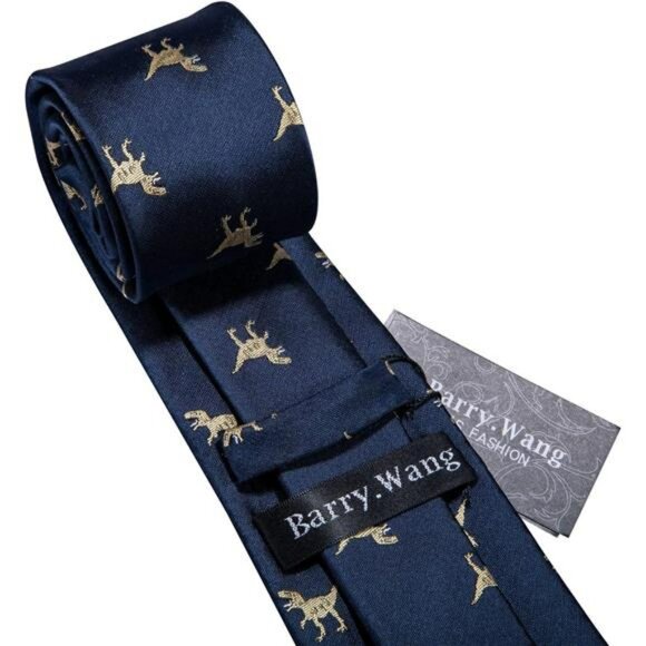 Mens Animal Tie Set Cufflinks Pocket Square Fun Print Festival Necktie Gift - Picture 3 of 8